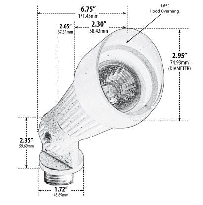 Dabmar Lighting LV203-B & LV203-BZ Black or Bronze Low Voltage Outdoor Directional Spot Light with Hood