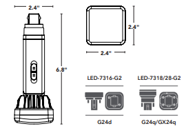Light Efficient Design: PL (Type A+B) 90 Degree Rotatable Head Replaces Up To 42W