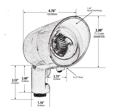 Dabmar Lighting FG132-B & FG132-BZ Black or Bronze Fiberglass Directional Spot Light with Hood