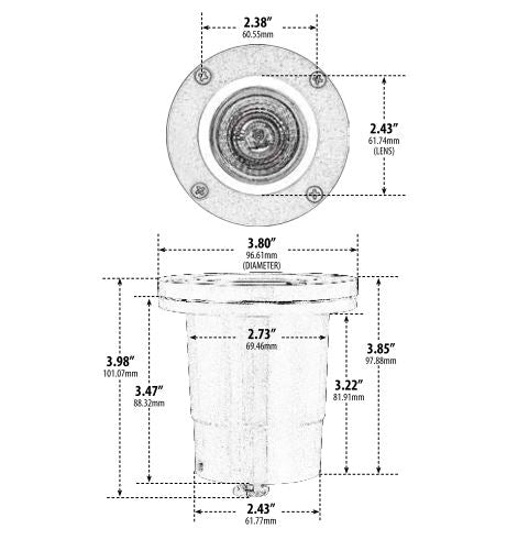 Dabmar Lighting FG318-B & FG318-BZ Black or Bronze Fiberglass In-Ground Well Light without Grill