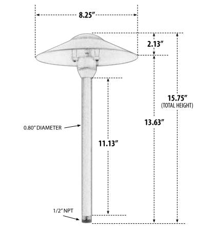 Dabmar Lighting LV214-B & LV214-BZ Black or Bronze Low Voltage Cast Aluminum Path, Walkway, and Area Light
