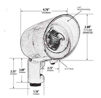 Dabmar Lighting FG132-B & FG132-BZ Black or Bronze Fiberglass Directional Spot Light with Hood