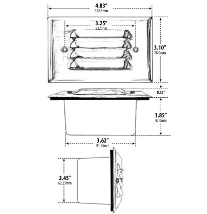 Dabmar Lighting LV617-B or LV617-BZ Black or Bronze Recessed Louvered Brick, Step & Wall Light