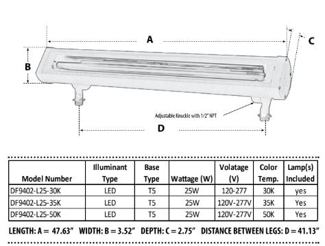Dabmar Lighting DF9402 Black or Bronze Cast Aluminum Linear Flood and Sign Light – 47.6" Length, 120V, ETL Rated