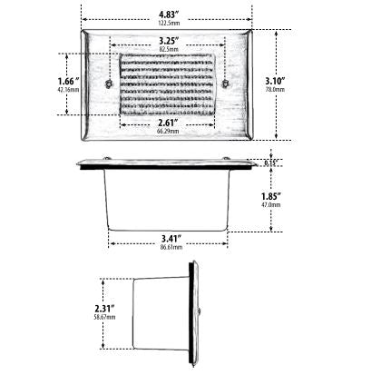 Dabmar Lighting LV618-B & LV618-BZ Black or Bronze Recessed Open Face Brick, Step & Wall Light