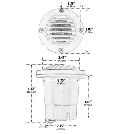Dabmar Lighting FG317-B & FG317-BZ Black or Bronze Fiberglass In-Ground Well Light with Grill