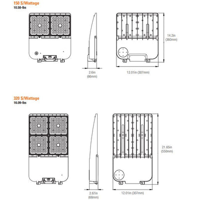NaturaLED Sport Court Lighting5200,5201,5202,5203 – Selectable Wattage Tennis Court LED Fixture –120-277V