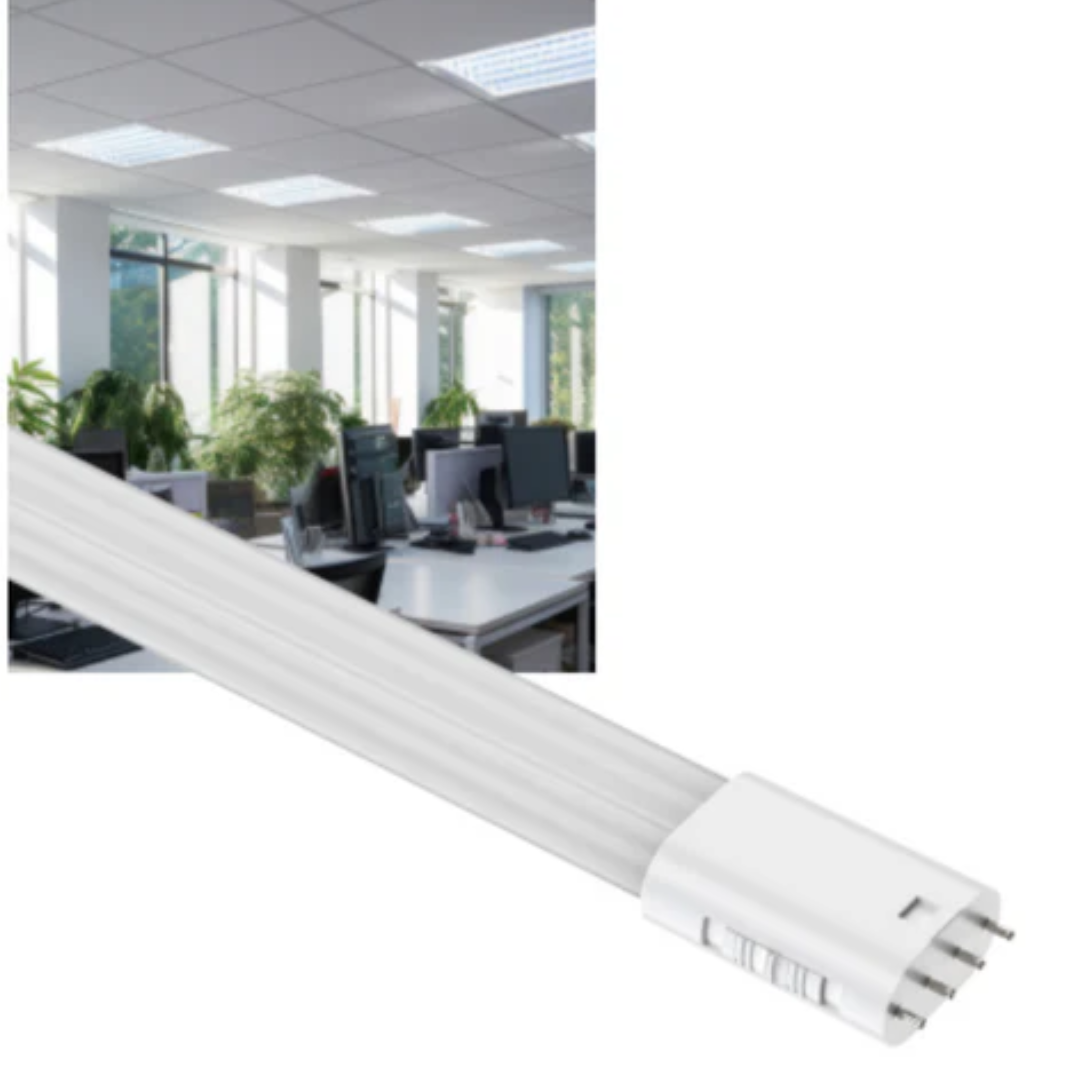 Light bulb with office interior background